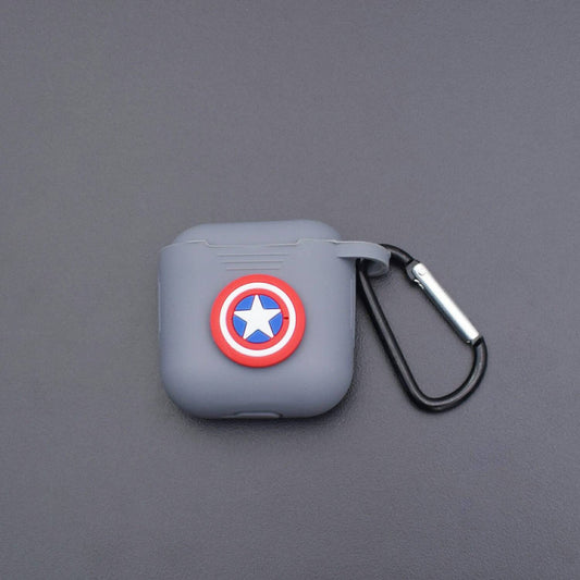 Captain America Protective Silicone Cover Skin For Apple Air-pods Charging Case Dock With Hook Grips - RS2175 - REES52