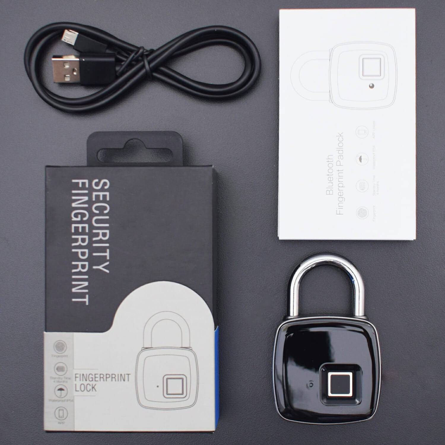 P3+ Smart Fingerprint Bluetooth Anti-theft Security Rechargeable Door Lock Padlock iOS Android APP Lock - RS2168 - REES52