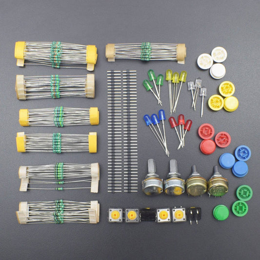 Electronic Component Assorted Kit Resistor + Rotating + LED  + 40 Pin Header Strip for , Raspberry Pi, etc. Projects- KT1056 - REES52