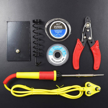 6in1 Soldering Kit Electric Soldering Iron Stand Tool Wire Stripper Kit with Welding Stick Set - KT003 - REES52