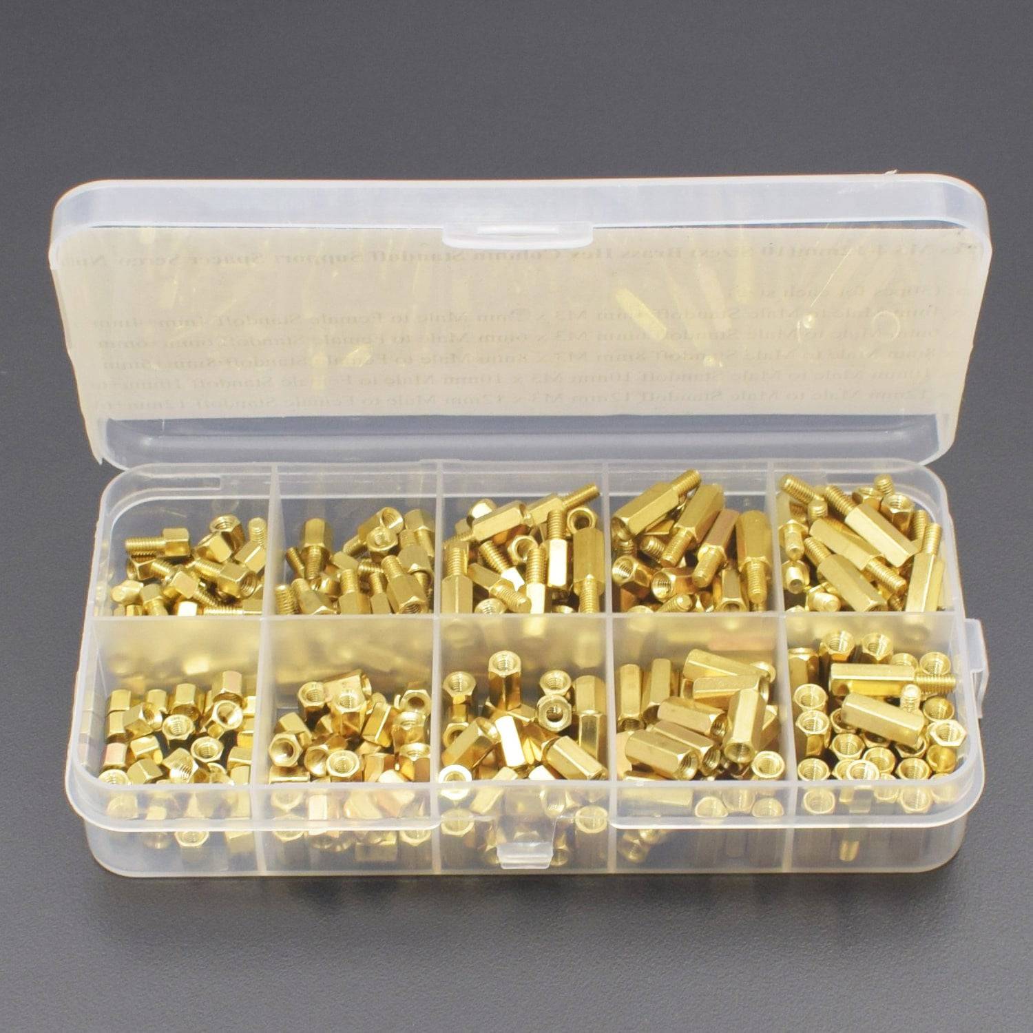 300 Pieces M3 4-12mm(10 Sizes) Brass Hex Column Standoff Support Spacer Screw Nut Kit - RS1828 - REES52