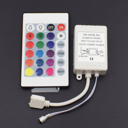 24 Key RGB 24-Key LED Strip IR Remote Controller with Controller Box for 3528 5050 SMD RGB LED Strip Lights - NC119 - REES52