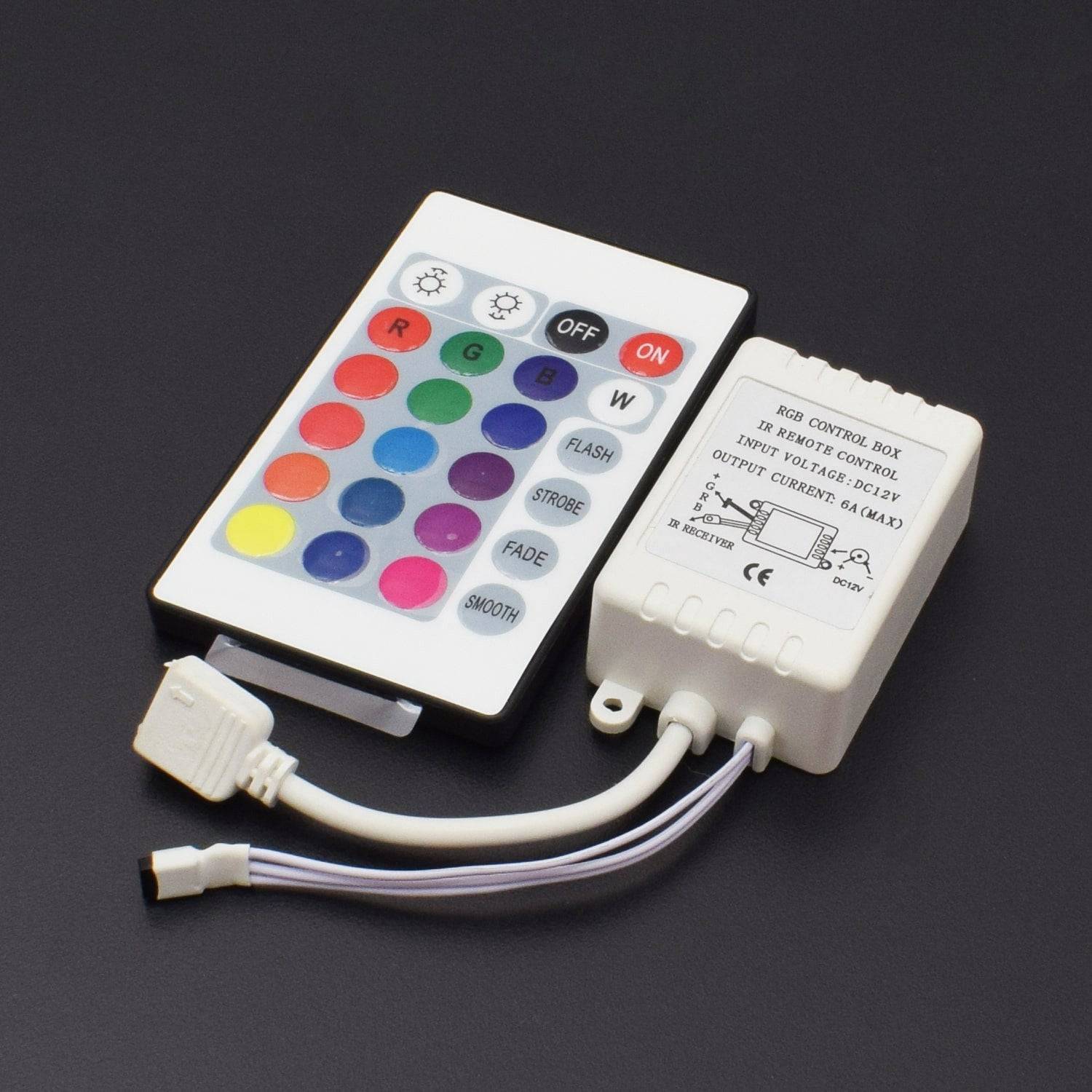 24 Key RGB 24-Key LED Strip IR Remote Controller with Controller Box for 3528 5050 SMD RGB LED Strip Lights - NC119 - REES52