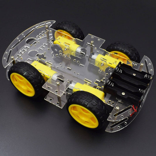 DIY 4WD Double-Deck Smart Robot Car Chassis Kits with Speed Encoder 4 Wheel 2 Layer Robot Smart car Chassis Kits- RC055 - REES52