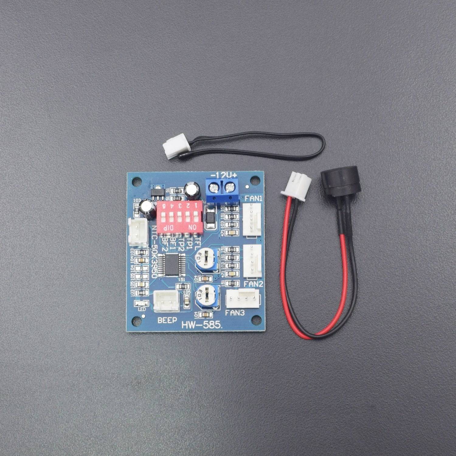 DC 12V PWM 4 Wires PC CPU Temperature Fan Speed Controller Board with High-Temp Alarm with Buzzer and Probe - RS1792 - REES52