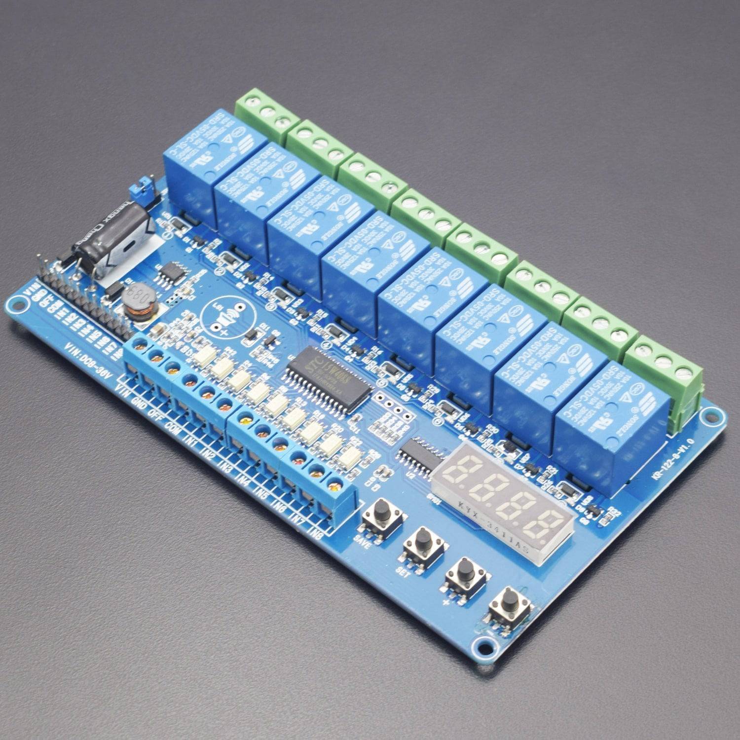 Relay Module 8-36V 8-Channel Time Delay Multifunction Relay Board with Optocoupler LED - RS1891 - REES52