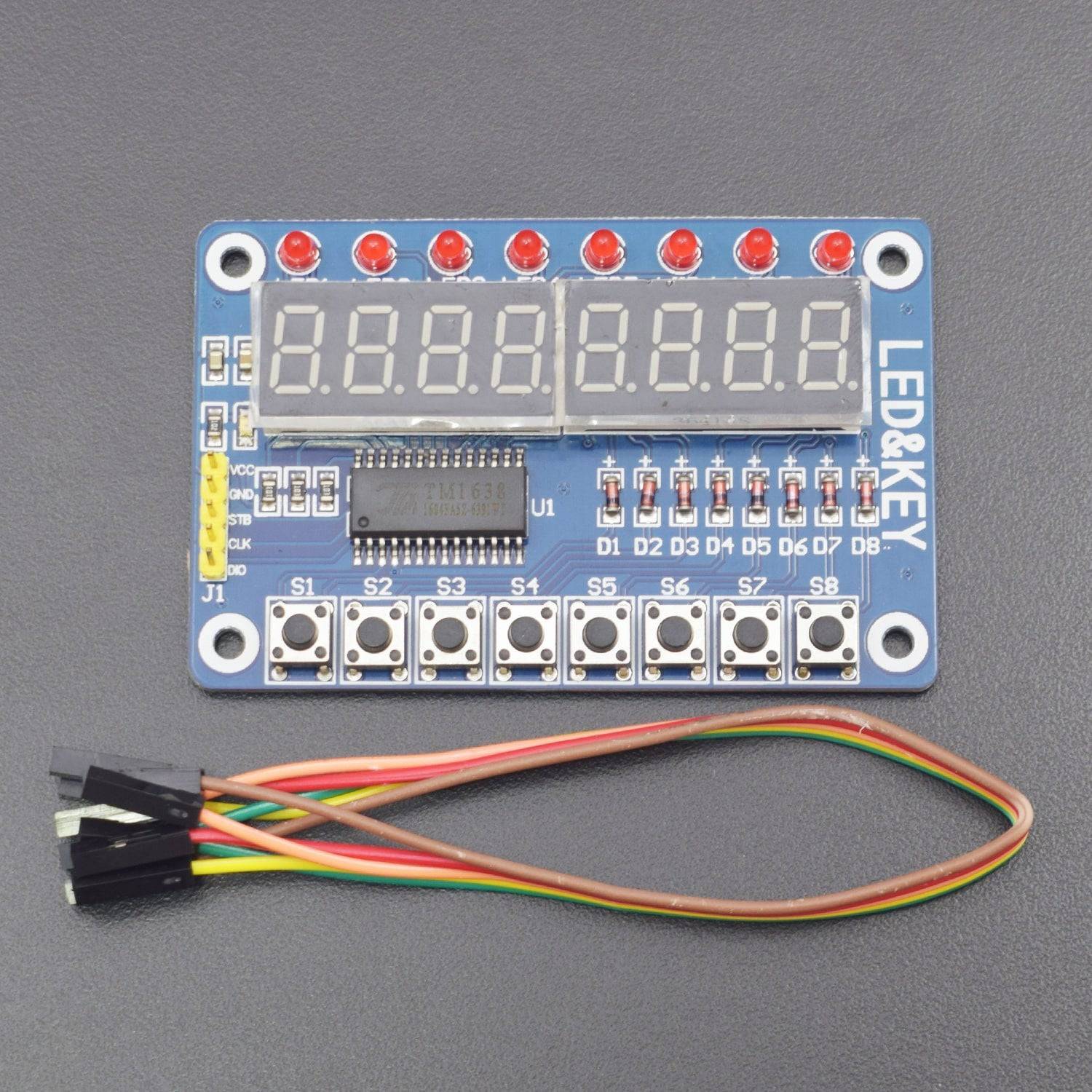 TM1638 Digital 8-Bit LED Tube 8 Keys Display Module with Dupont line - RS1881 - REES52