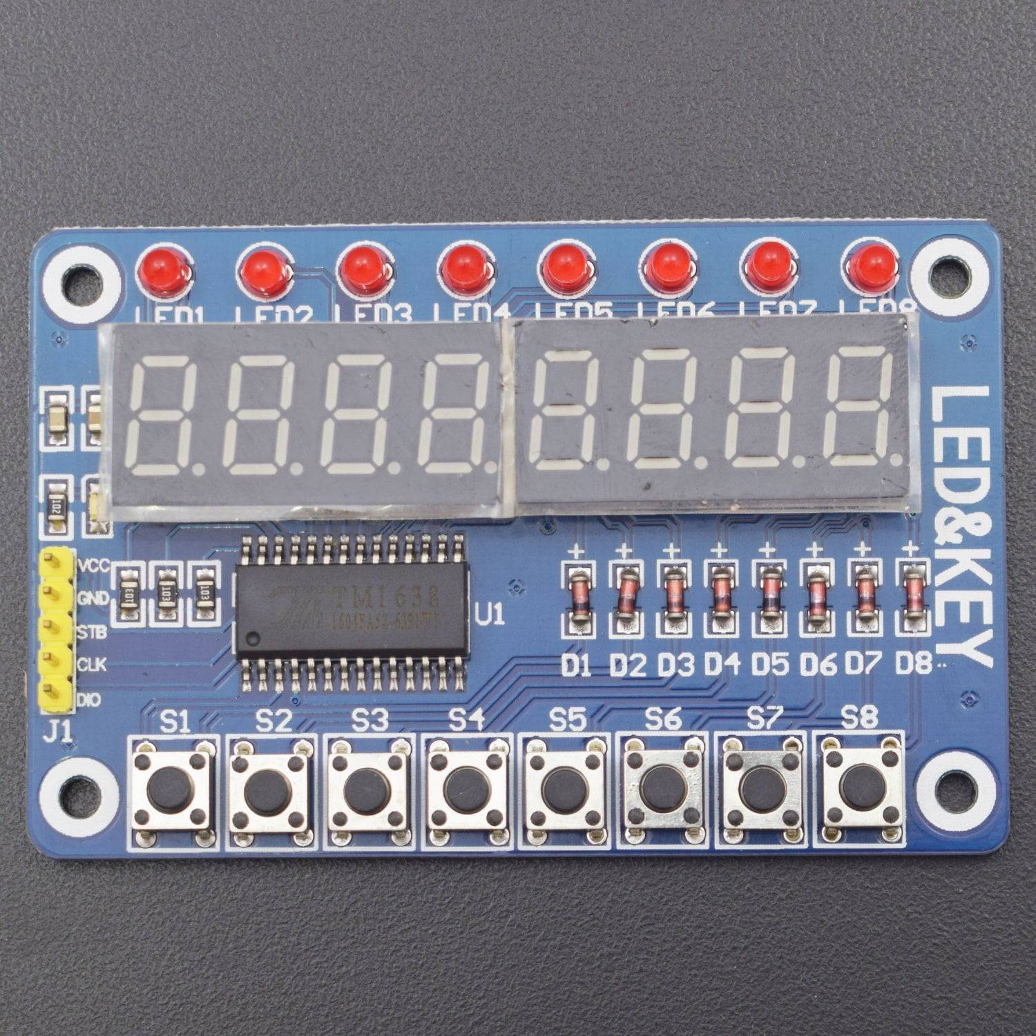 TM1638 Digital 8-Bit LED Tube 8 Keys Display Module – REES52
