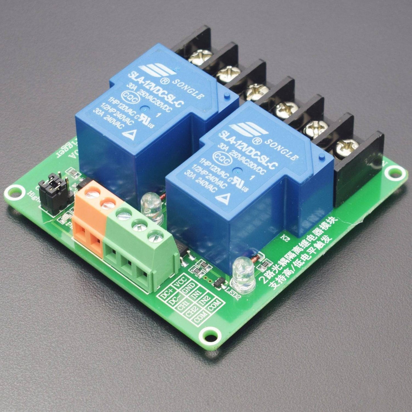 2-Channel Relay Module High/Low Level Triggering Optocoupler Isolation Load 30A DC 30V / AC 250V for PLC Automation- RS1818 - REES52