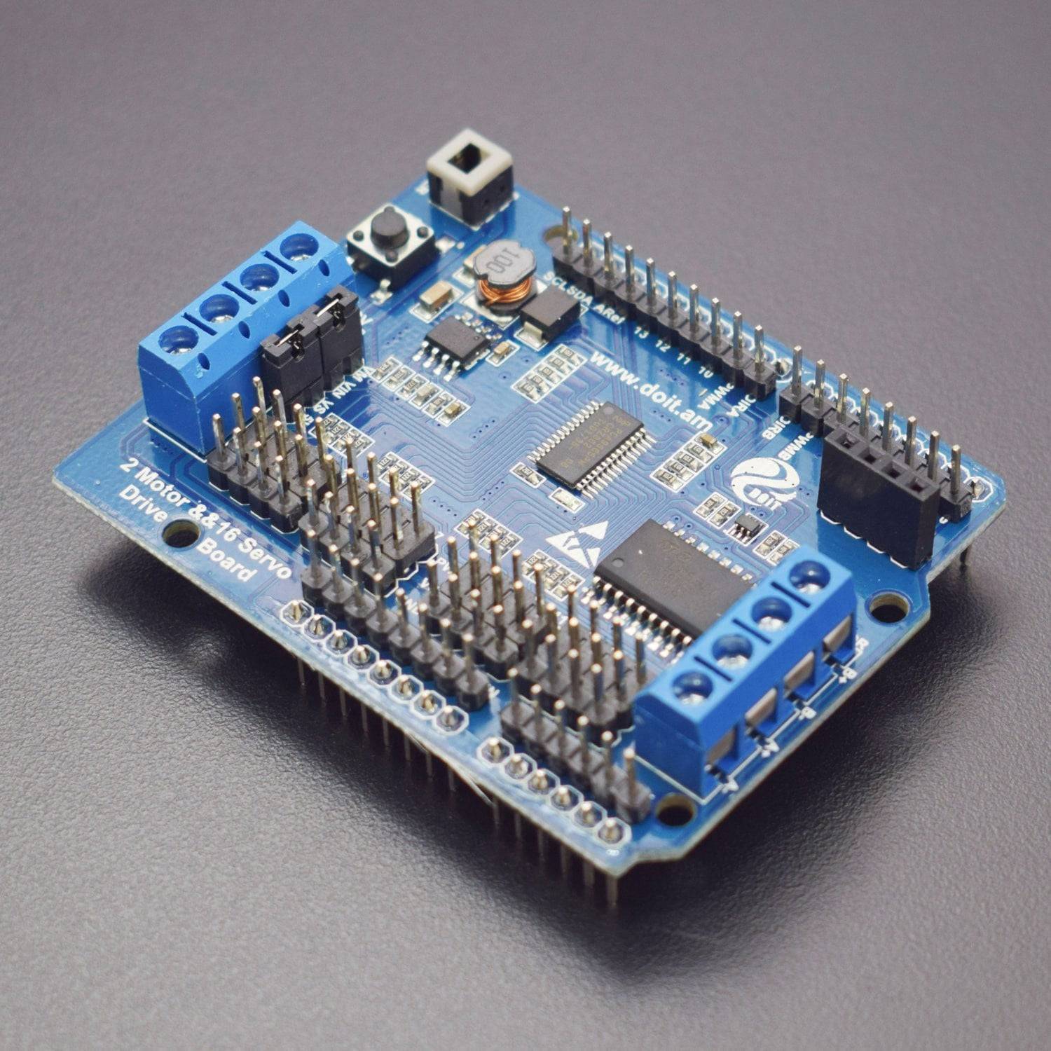 16 CH Motor Control Board - 2 Channel Motor+16 CH Servo Expansion Board For Arduino UNO Smart Car Chassis Robot Arm - RS1459 - REES52