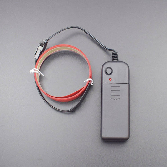 3.3ft RED  Electroluminescent Tape EL Wire Glowing LED Rope Flat Strip Light with AA Battery Box 3V- RS1487 - REES52