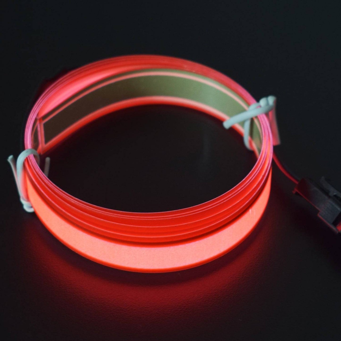 3.3ft RED  Electroluminescent Tape EL Wire Glowing LED Rope Flat Strip Light with AA Battery Box 3V- RS1487 - REES52