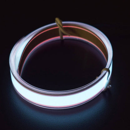 3.3ft White  Electroluminescent Tape EL Wire Glowing LED Rope Flat Strip Light with AA Battery Box 3V- RS1488 - REES52