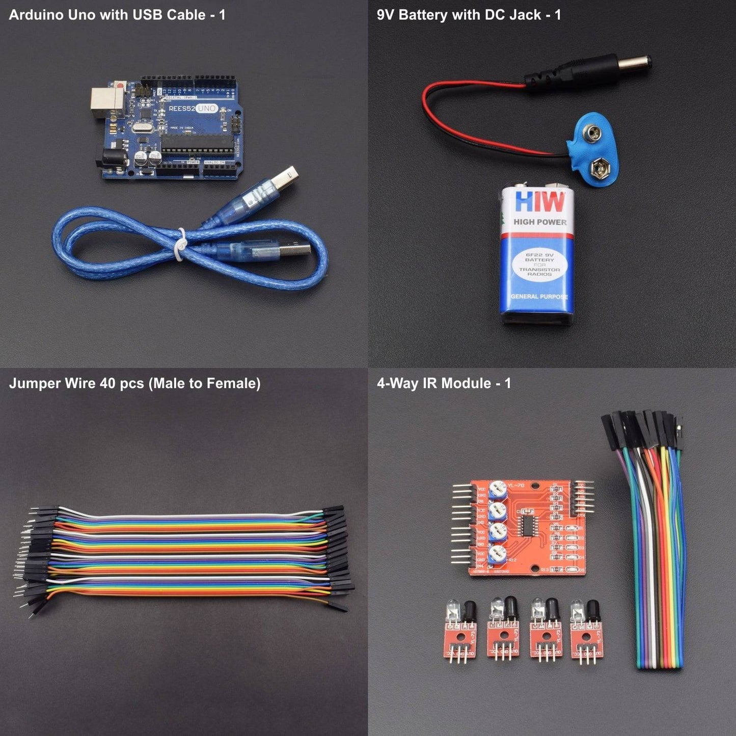 4 way IR sensor module interfacing with Arduino uno - KT728 - REES52