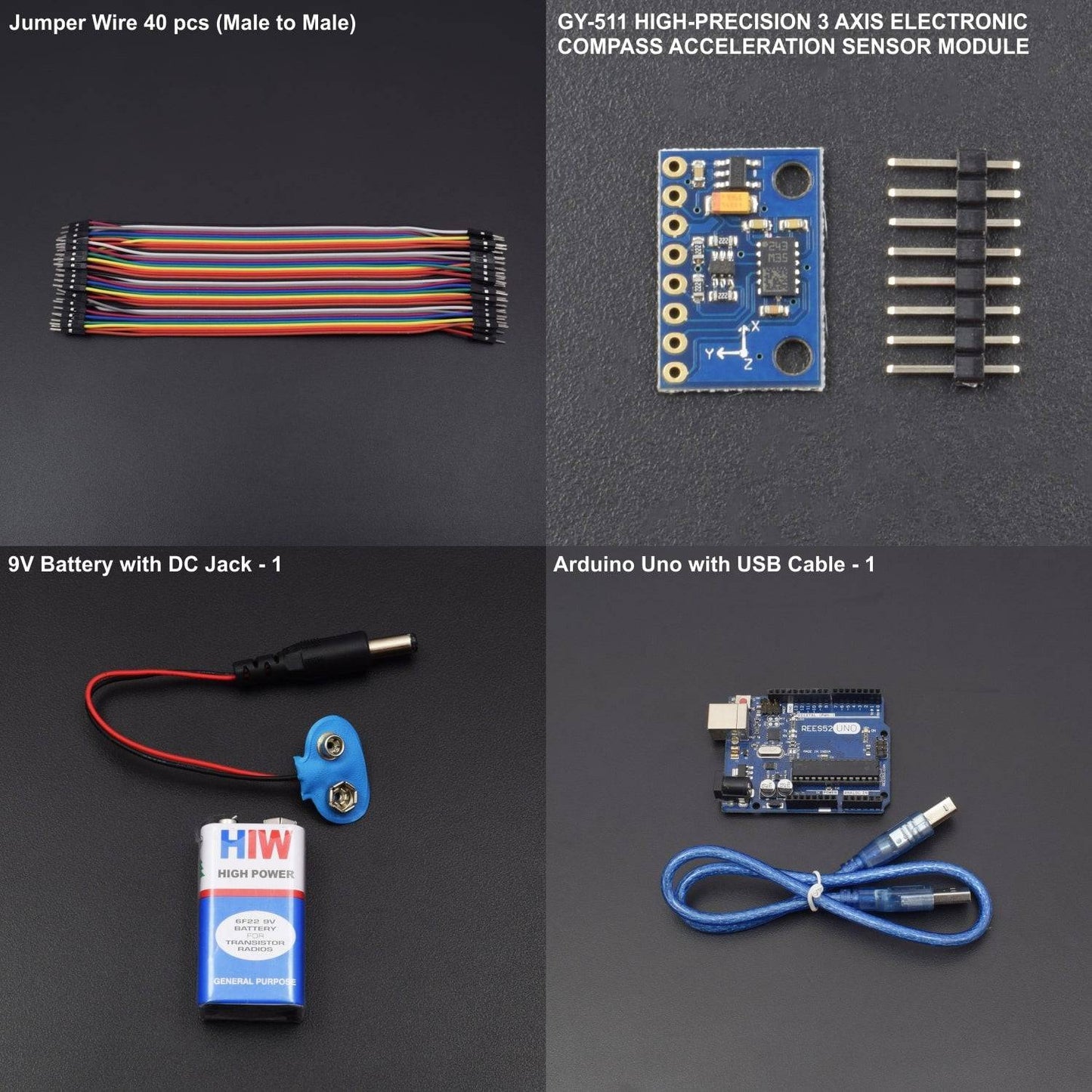 Measurement of Motion LSM303DLHC (GY-511) Sensor Module Interfacing With Arduino Uno - KT703 - REES52