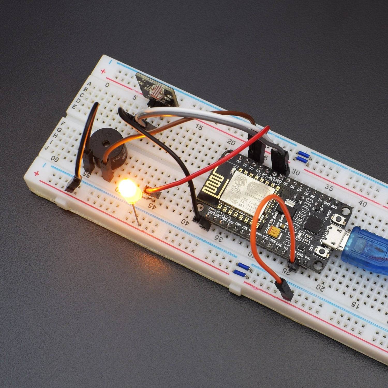 Make a IOT LDR Alarm circuit using LDR module and NodeMCU ESP8266-12E Wi-Fi Module - KT571 - REES52