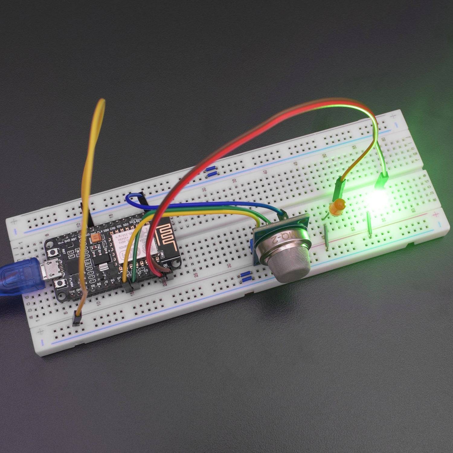 Make an IoT based Gas level controlling system using MQ-2 Gas Sensor module and led with NodeMCU ESP8266-12e Board - KT566 - REES52