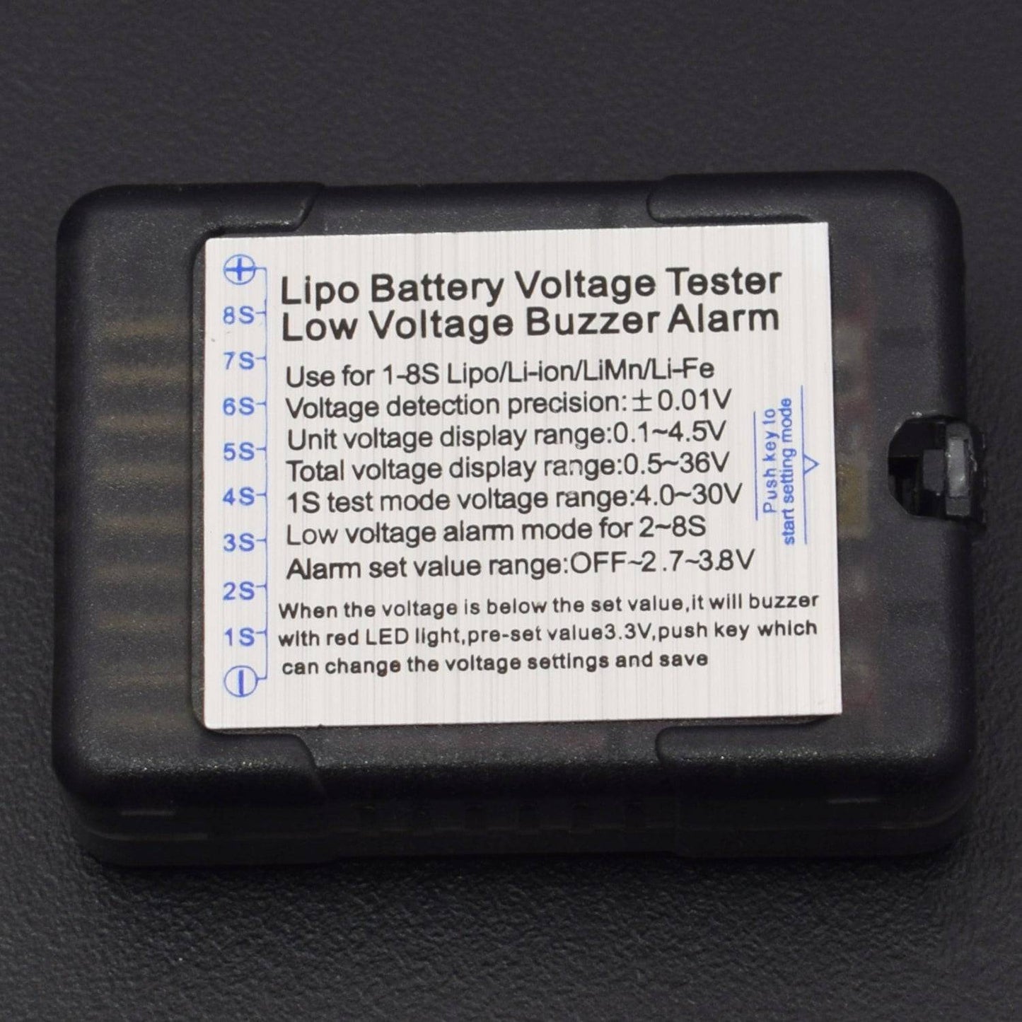 BX100 Battery Voltage Tester Low Voltage Alarm Buzzer For 1~8S Lipo Battery - QR106 - REES52