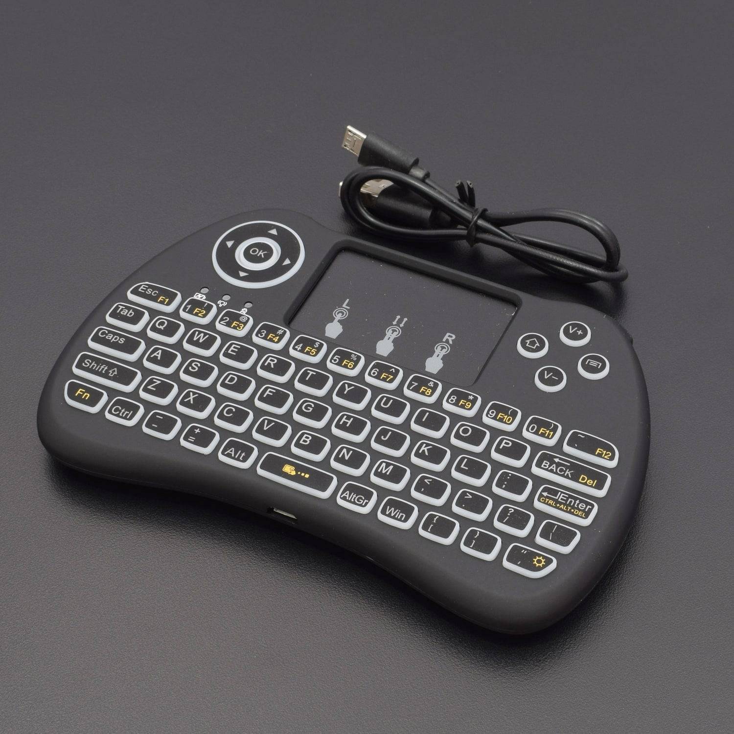 2.4GHz Rainbow Backlit Mini Wireless Remote Keyboard and Mouse with Touchpad H9 Pro by Dupad Story, USB Rechargeable  - RS714 - REES52