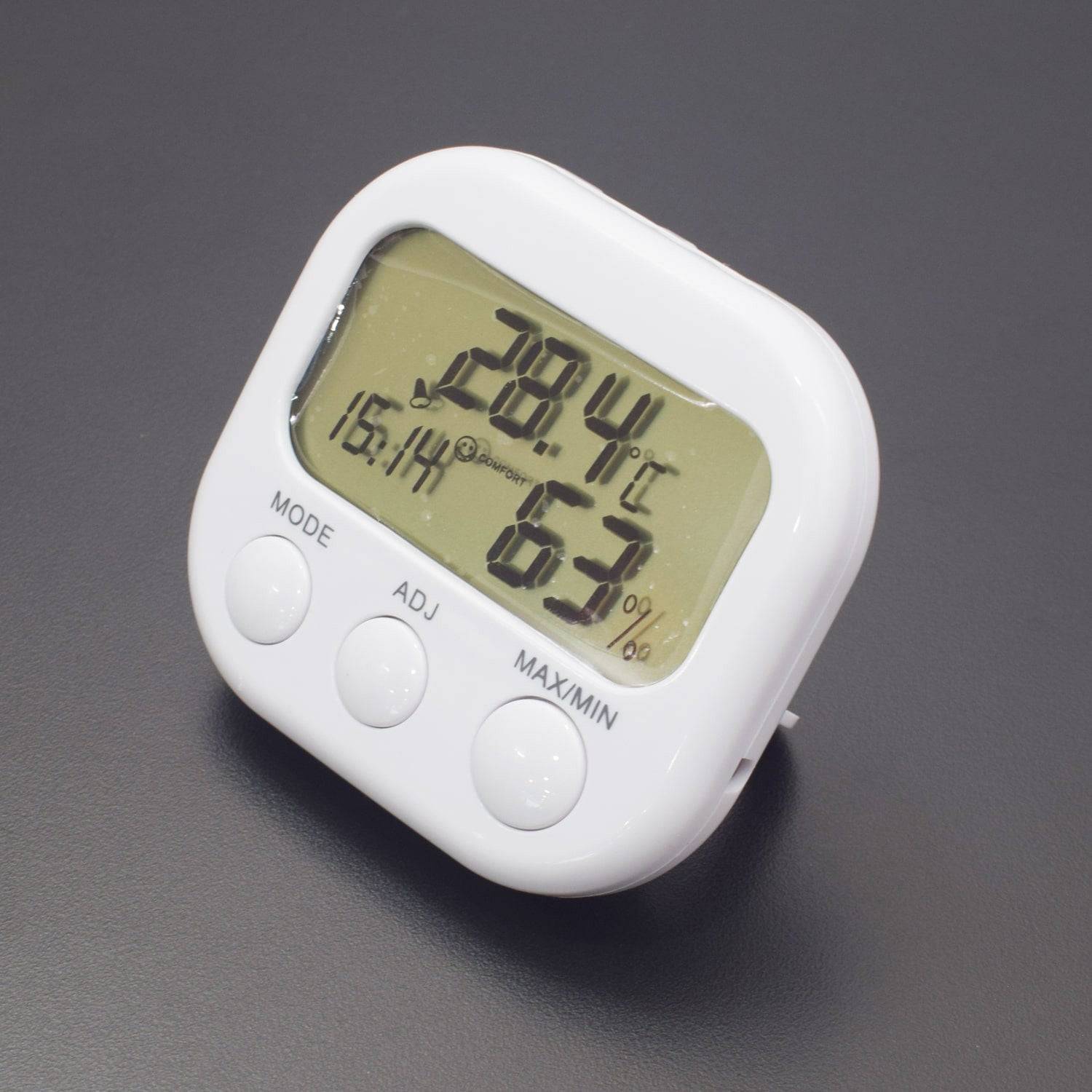 New Digital Moisture Meter Thermometer Humidity Meter Hygrometer Temperature Clock Hygrometer TA638 White - RS1786 - REES52