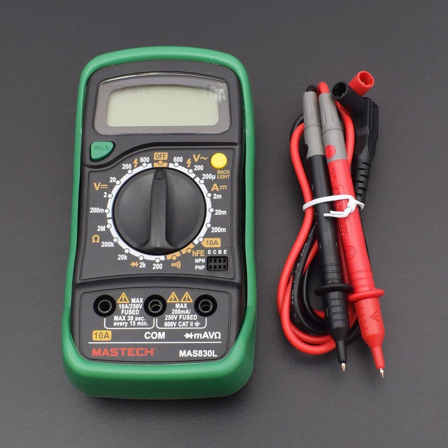 Mastech MAS830L Digital Pocket Multimeter, Colour May Vary (Yellow or Green) - RS593 - REES52