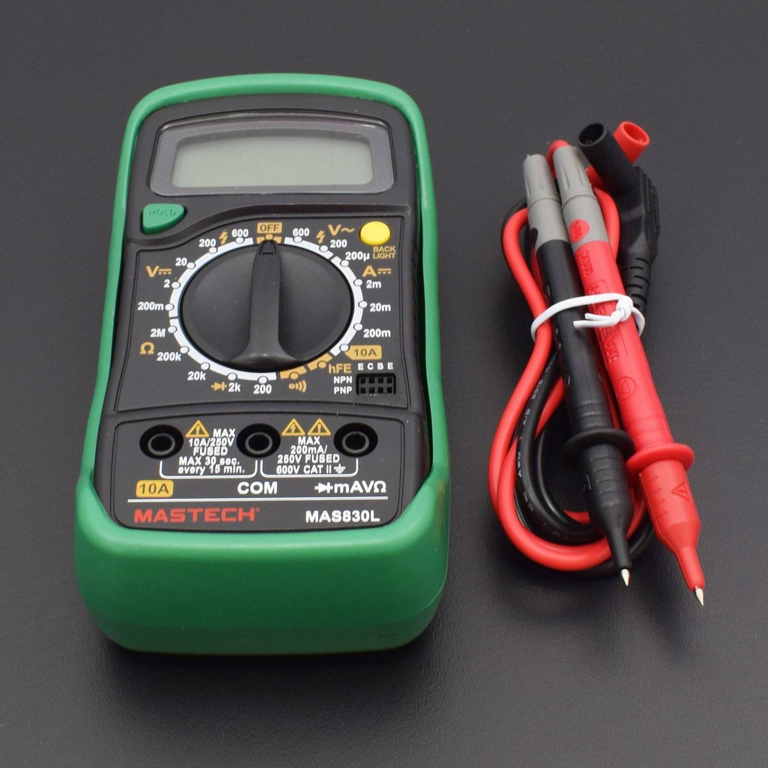 Mastech MAS830L Digital Pocket Multimeter, Colour May Vary (Yellow or Green) - RS593 - REES52