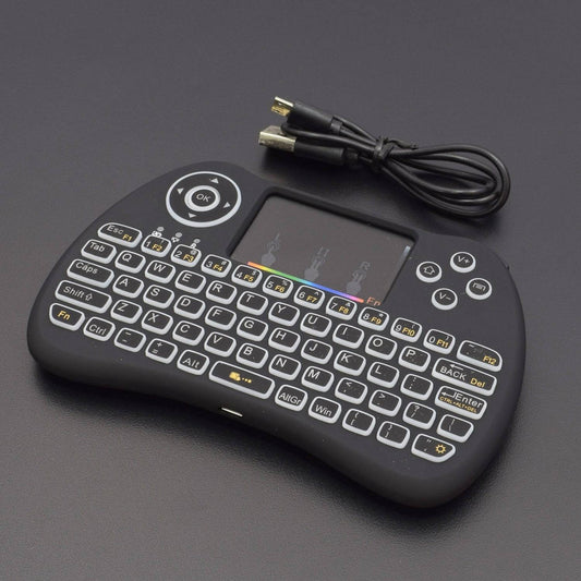 H9 2.4GHz Backlit Mini Wireless Keyboard, Handheld Remote with Touchpad Mouse (Black) - RS712 - REES52