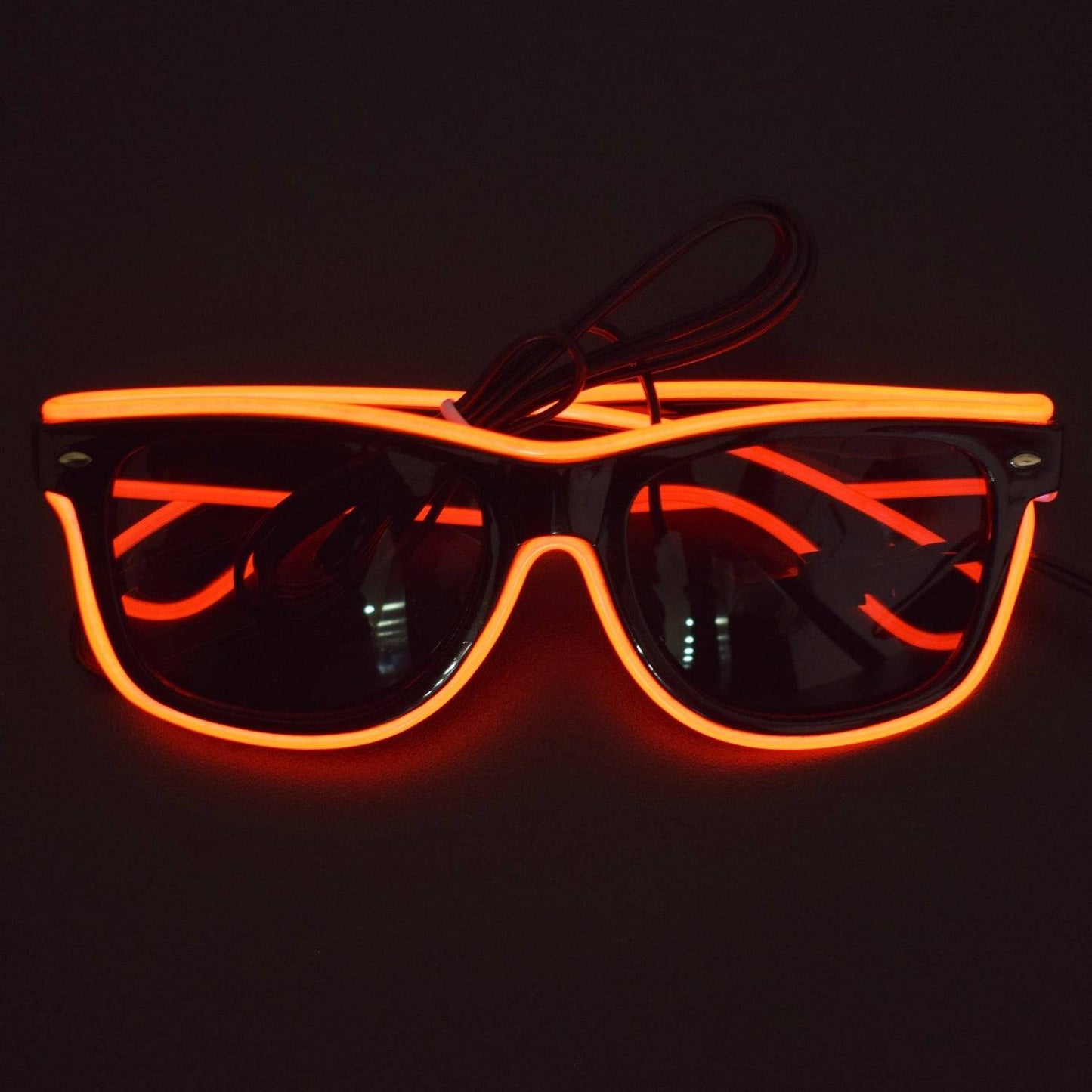 Orange EL Wire Fashion Neon Shutter Electroluminescent Flashing LED Sunglasses with Battery case Controller  - RS1232 - REES52