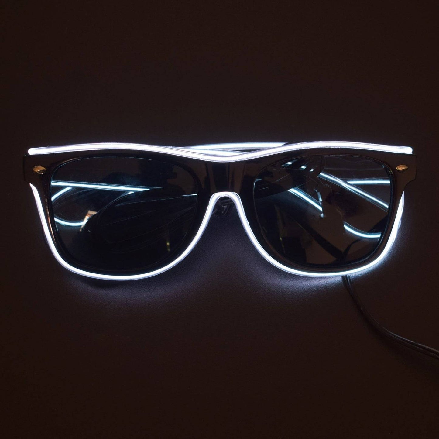 El Wire Aqua Blue LED Sunglasses - Semi Rectangular For Party, EDM, Halloween - RS1230 - REES52