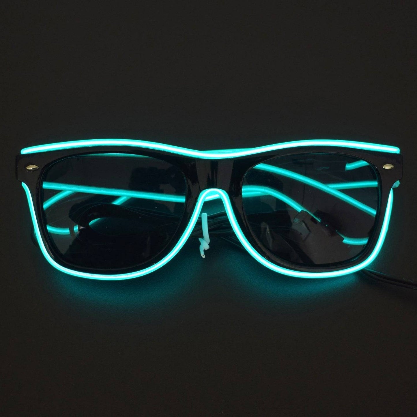 Dark Green EL Wire Fashion Neon Shutter Electroluminescent Flashing LED Sunglasses With Battery Case Controller - RS1237 - REES52