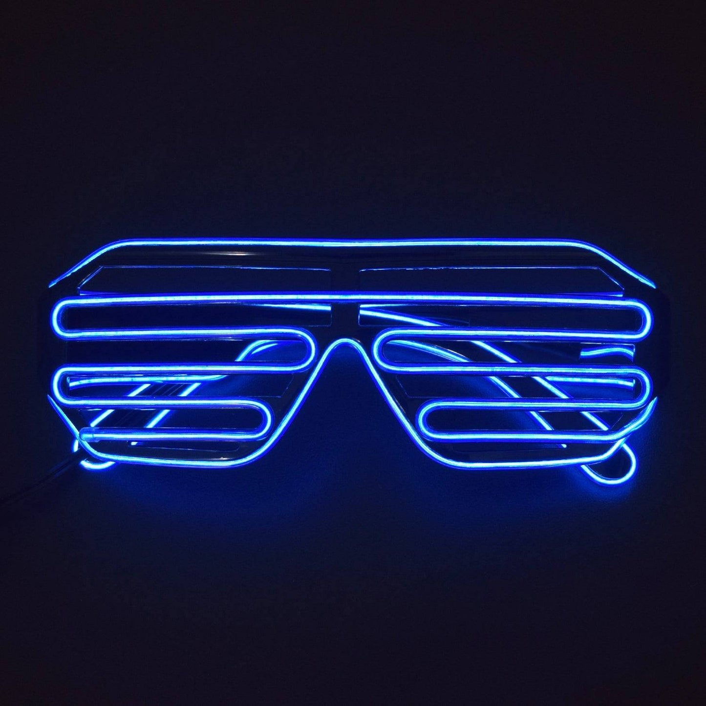 Glow Flashing Shutter Neon Rave Glasses El Wire LED Sunglasses (Blue, Black  Frame) - RS1499