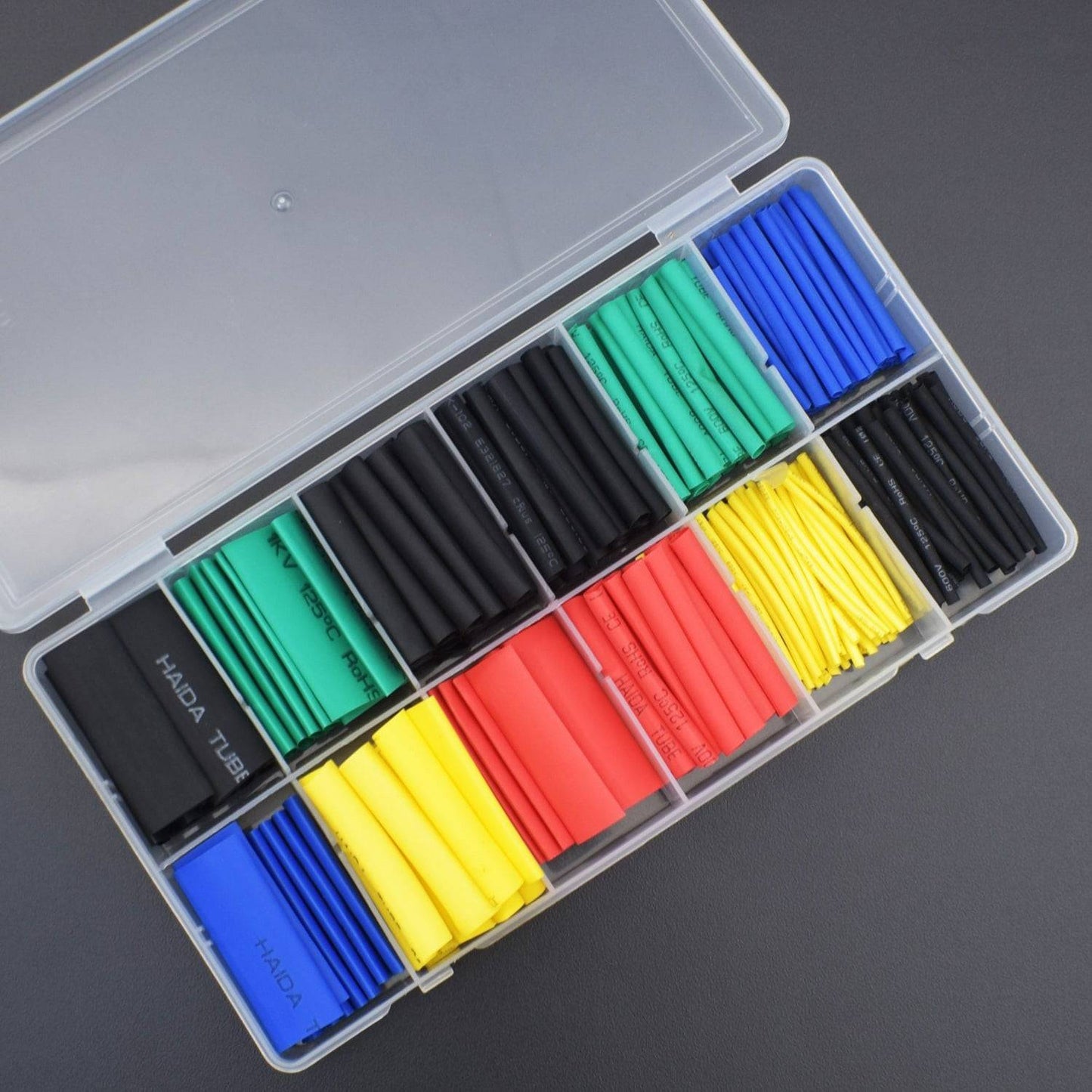 280 Pcs 5 Colors Shrinkage Ratio: 2:1 Insulation Protection Flame Retardant PVC Heat Shrink Tube Wrap Assortment Kit - RS2373 - REES52