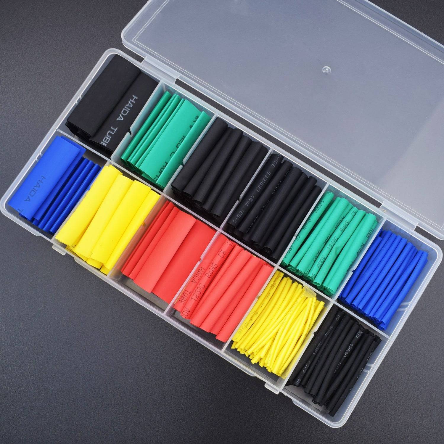 280 Pcs 5 Colors Shrinkage Ratio: 2:1 Insulation Protection Flame Retardant PVC Heat Shrink Tube Wrap Assortment Kit - RS2373 - REES52