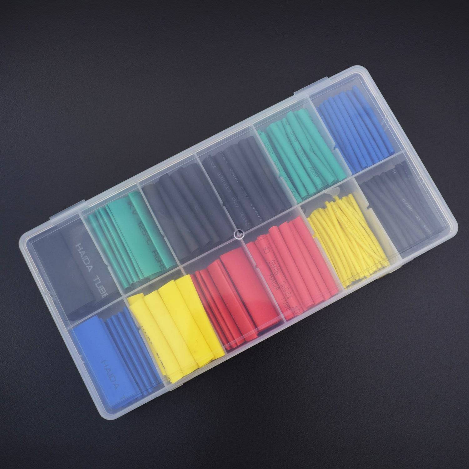 280 Pcs 5 Colors Shrinkage Ratio: 2:1 Insulation Protection Flame Retardant PVC Heat Shrink Tube Wrap Assortment Kit - RS2373 - REES52