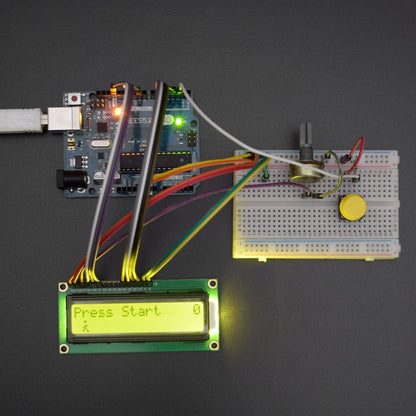 Make a Jumping jack game using 16*2 LCD and push button with arduino Uno  - KT937 - REES52