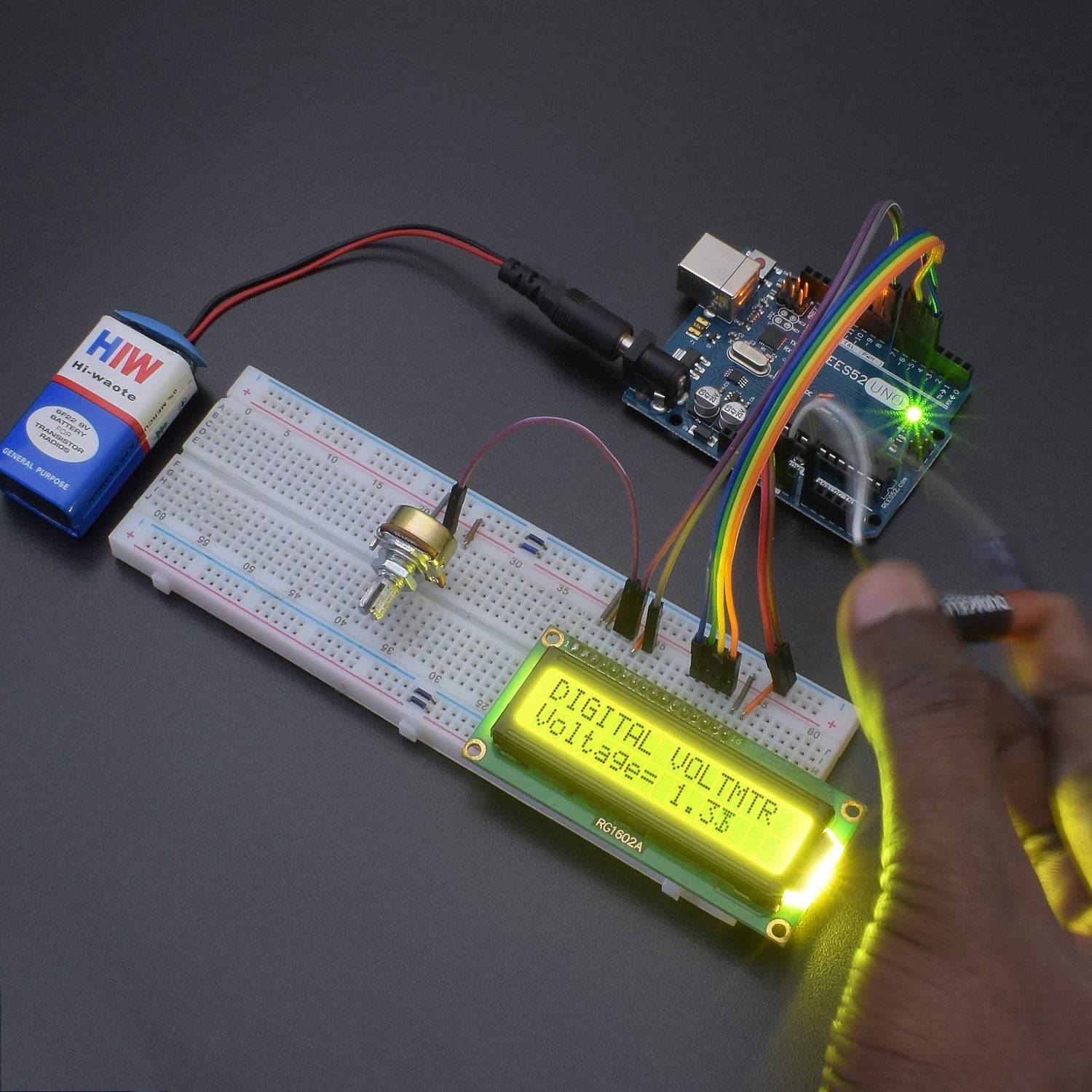 Make a Digital voltmeter using 16*2 LCD Display interfacing with Arduino uno - KT931 - REES52