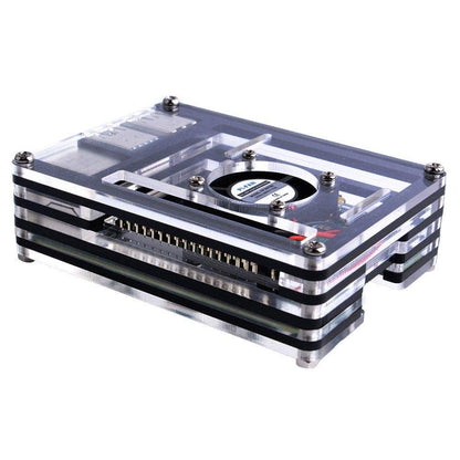 Raspberry Pi 4 Acrylic Case, 9 Layer Enclosure With Cooling Fan Slot For Raspberry Pi 4 B Plus - RS2446 - REES52