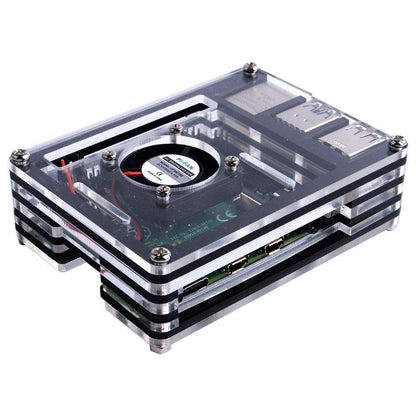 Raspberry Pi 4 Acrylic Case, 9 Layer Enclosure With Cooling Fan Slot For Raspberry Pi 4 B Plus - RS2446 - REES52