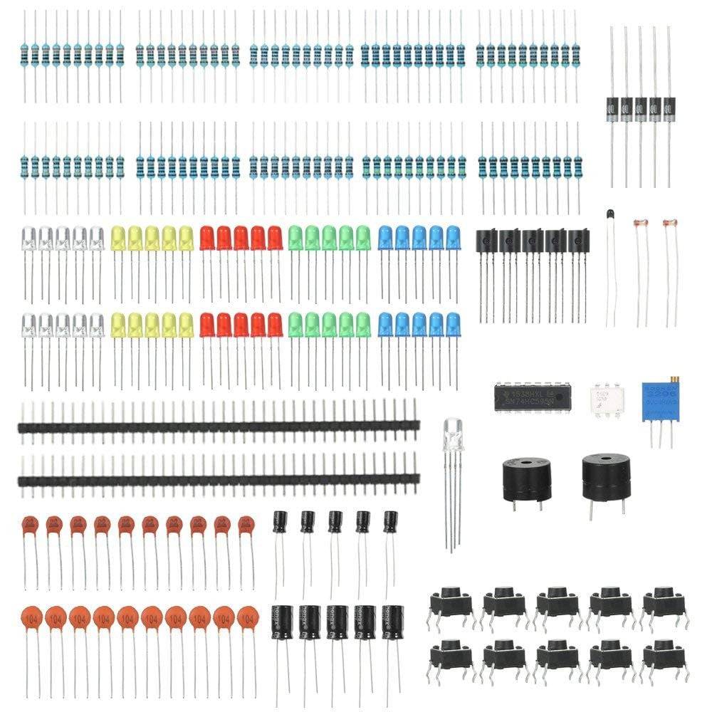 Electronics Components Basic Starter Kit for Arduino UNO MEGA2560 Raspberry Pi with LED Precision Capacitor Resistor ETC- KT1282 - REES52