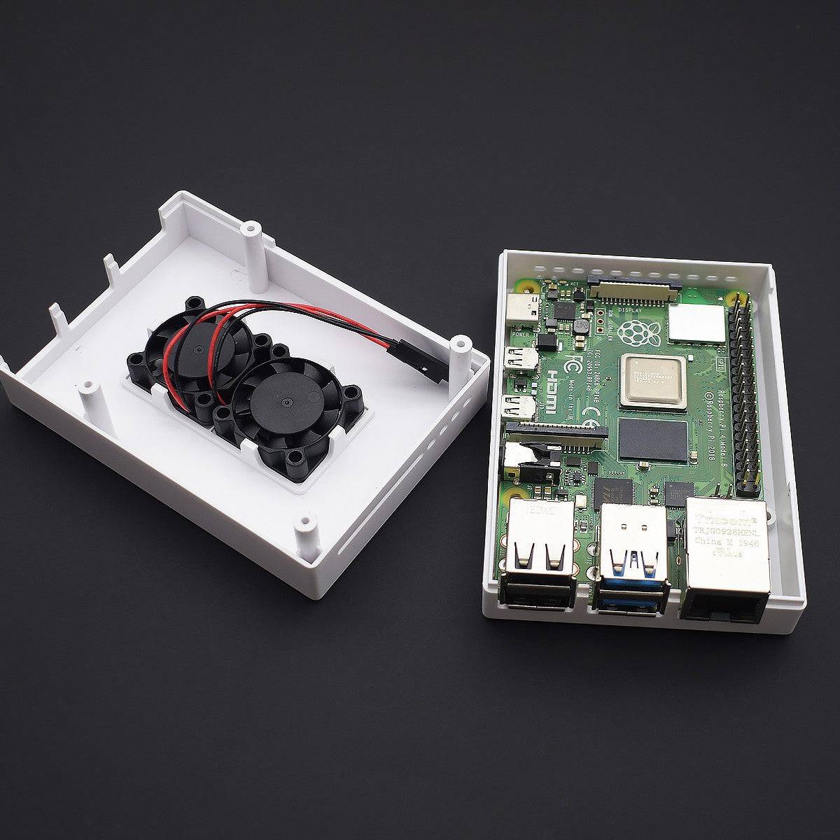 Raspberry Pi 4 ABS Case Firm Dust Resistance With Dual Fan For Pi 4 Model B (White) - RS2662 - REES52