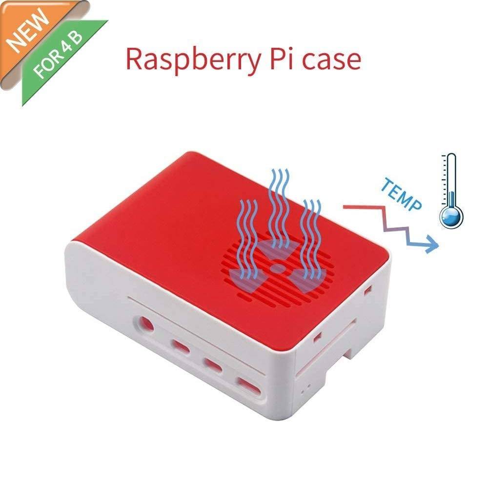 Raspberry Pi ABS Cooling Case With Cooling Fan Access For Pi 4/ Pi 4B without Fan - Red and White - RS2633 - REES52