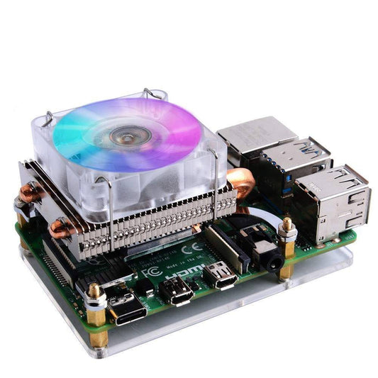 Raspberry Pi ICE Tower Cooler, RGB Cooling Fan Horizontal With Raspberry Pi Heatsink For Raspberry Pi 4B, 3B, 3B+- RS2643 - REES52