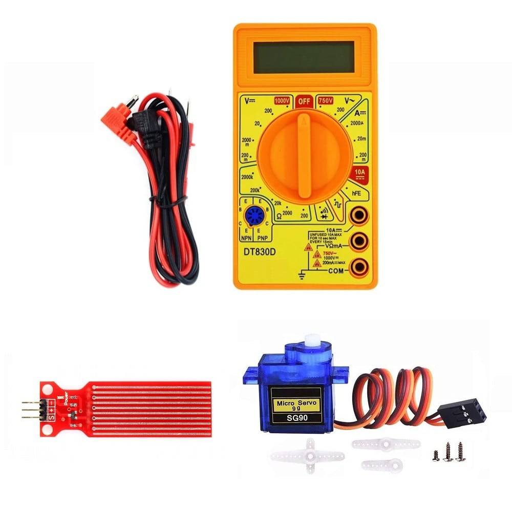 Water Level Sensor, SG90 Micro Servo Motor and D830D Digital Multimeter - KT560-2 - REES52