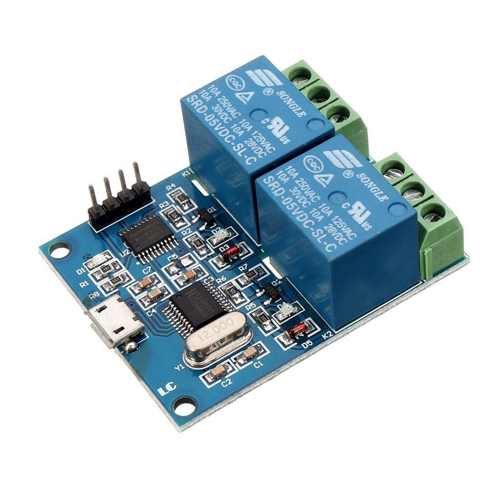 2 Channel 5V USB Relay Module USB Intelligent Control Switch for Compatible with Arduino - RS2549 - REES52