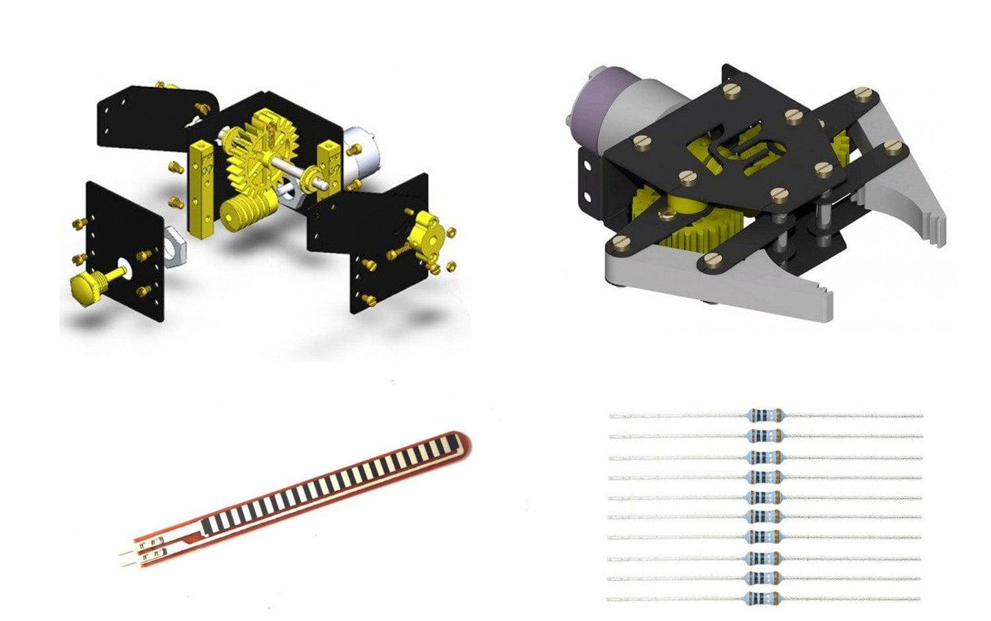 Lifting mechanism, Gripping mechanism, Flex Sensor 2.2'', 47k Ohm Resistor with Screw Box- KT1342 - REES52