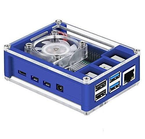 Raspberry Pi 4 Case, Raspberry Pi 4 Case with Fan 40X40X10mm (Blue Backlight)- RS2848 - REES52