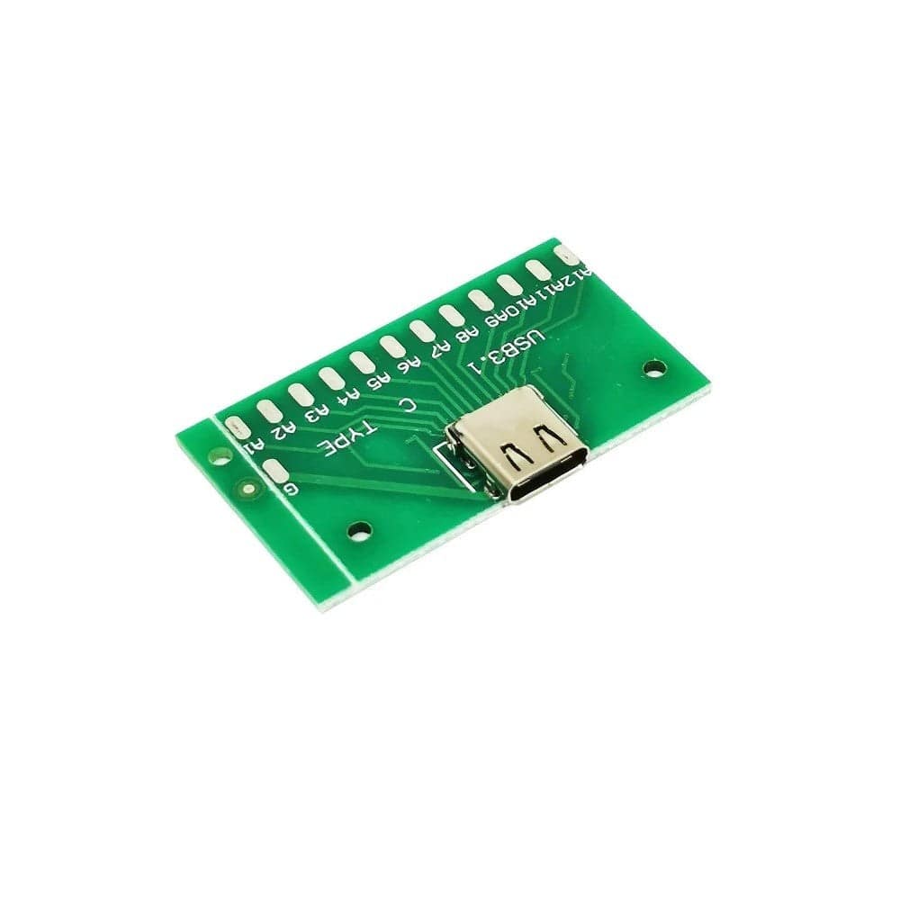 USB 3.1 Female Socket Type C Connector 24 Pins Breakout PCB Board - RS2971 - REES52