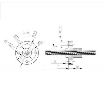 300mm Trapezoidal 4 Start Lead Screw 8mm Thread 2mm Pitch Lead Screw with Copper Nut - RS3163 - REES52