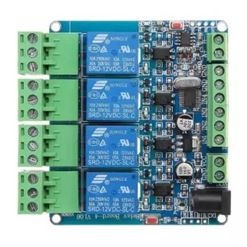 12V Modbus RTU 4 Channels Relay Module Optocoupler RS485 MCU for ARDUIN0 -RS3581 - REES52