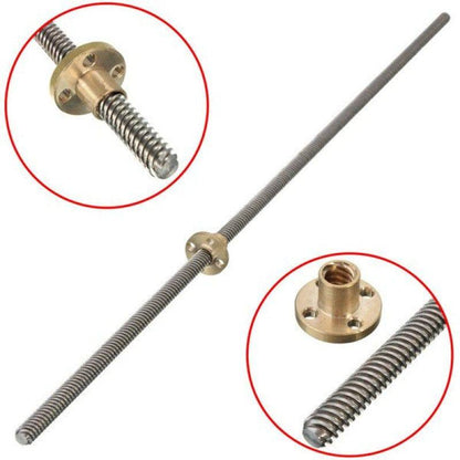 600mm Trapezoidal 4 Start Lead Screw 8mm Thread 2mm Pitch Lead Screw with Copper Nut - RS3567 - REES52